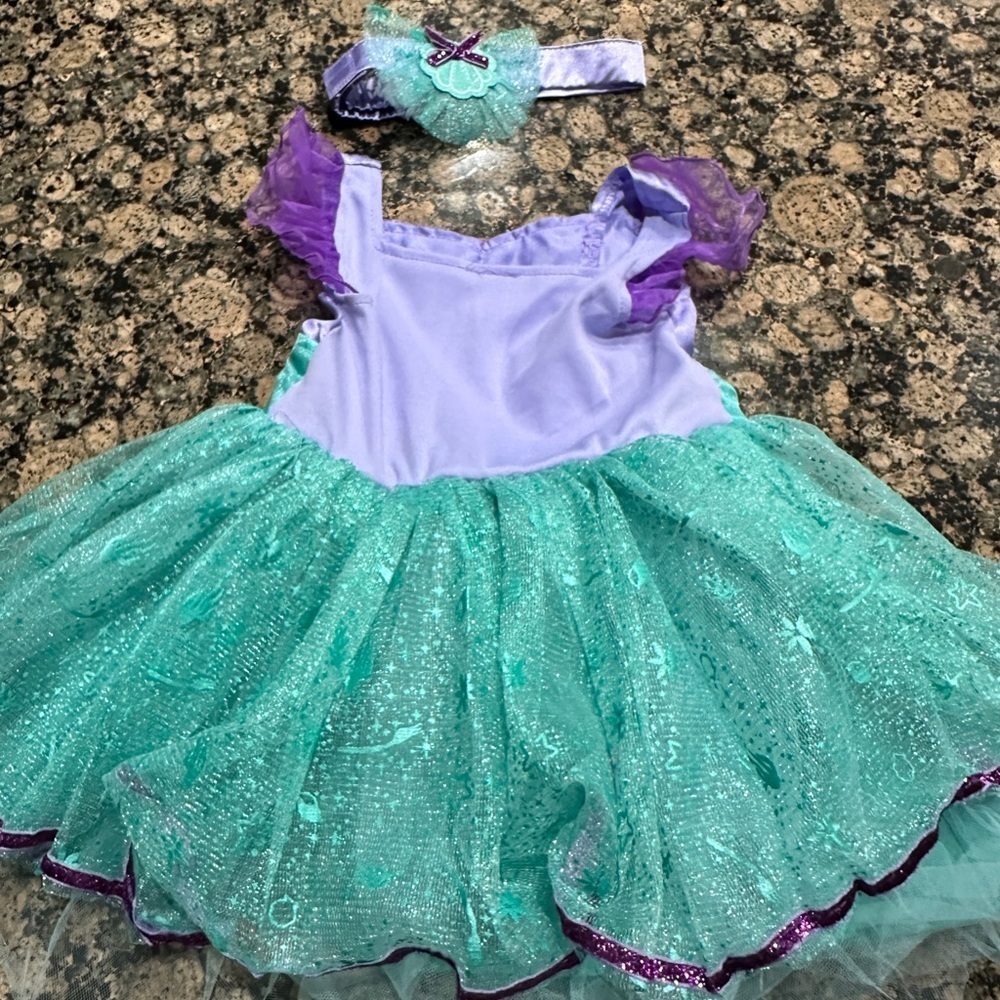 Disney Baby Ariel Costume Dress with Headband. Sz 6-12M - Picture 5 of 10